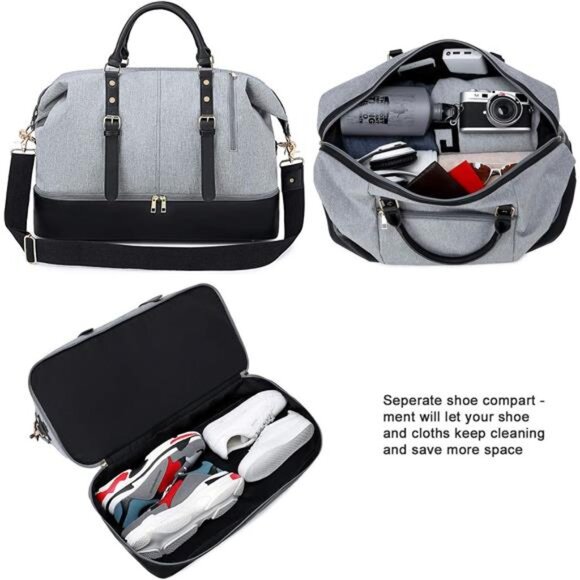 Weekender Overnight Bag Oversized Travel Duffel for Men and Women Carry On Tote - Picture 3 of 7